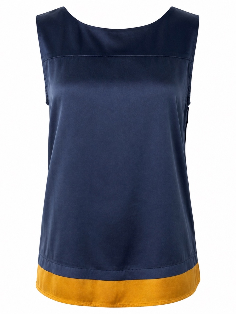 Theory Silk Colorblock Sleeveless Tank Top Navy Gold Small - Picture 2 of 11